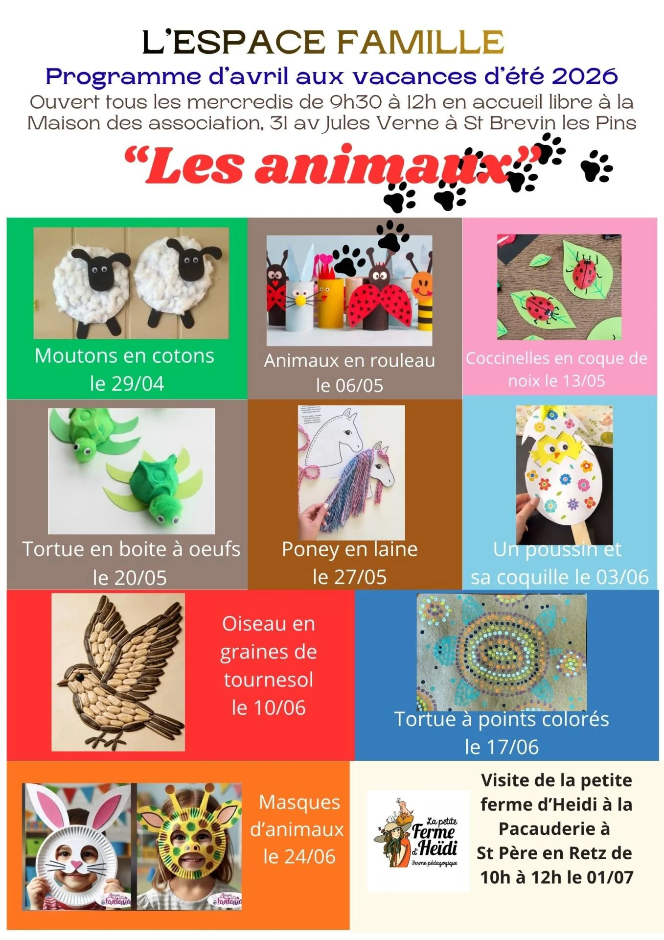 Programme de l'Espace famille d'avril à juin 2026